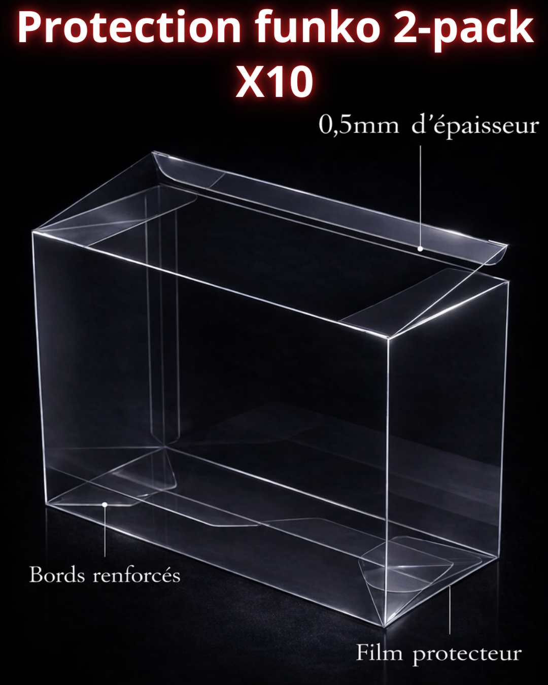 Protection Funko Pop 2-Pack – Boîte de Protection Transparente Renforcée 0,5 mm X10