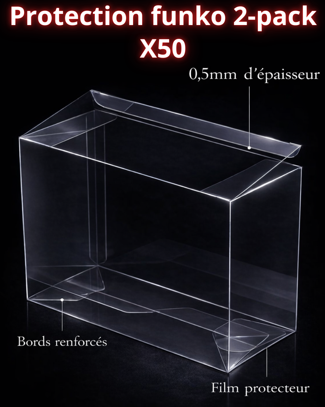 Protection Funko Pop 2-Pack – Boîte de Protection Transparente Renforcée 0,5 mm X50