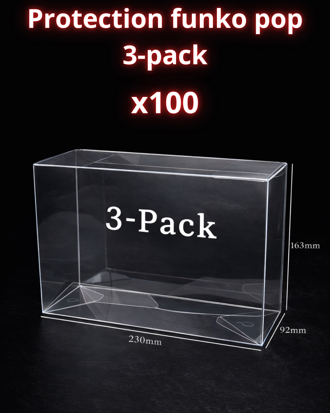 Protection Funko Pop 3-Pack – Boîte de Protection Transparente Renforcée 0,5 mm X100