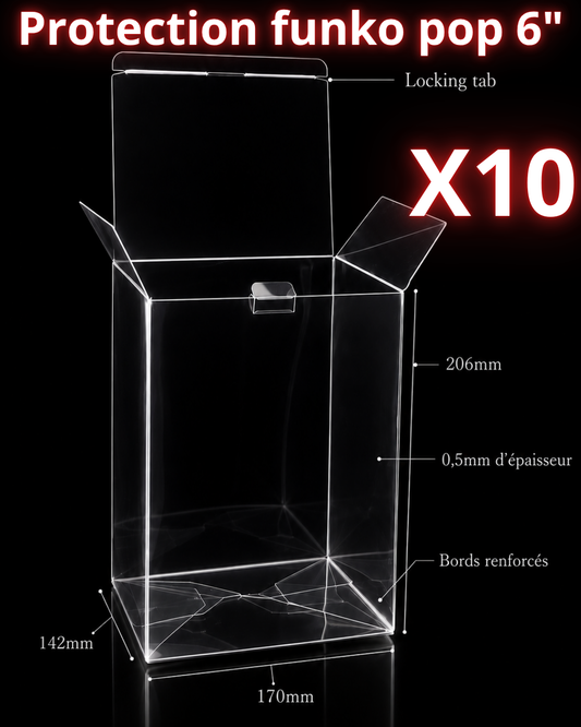 Lot de 10 Funko Pop 6" – Boîte Transparente Renforcée PET 0,5 mm